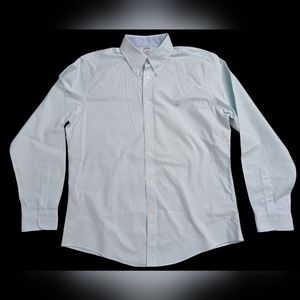 Brooks Brothers *Sz Large* Aqua Regent Fit Non-Iron Stretch Cotton Blend